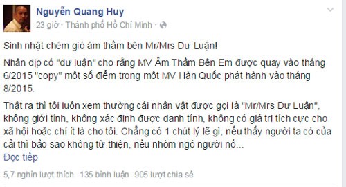 Quang Huy len tieng nghi van MV cua Son Tung dao nhai-Hinh-3